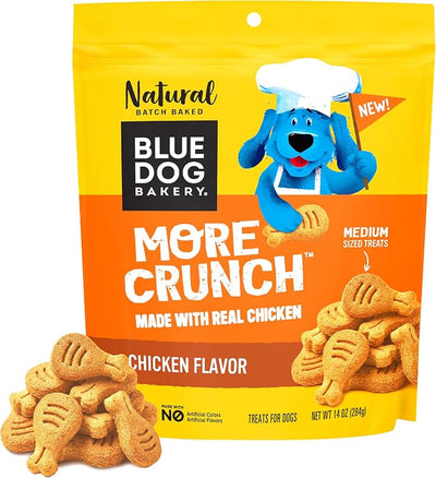 Blue Dog Bakery More Crunch Chicken, Dog Biscuits, Healthy Treats, Made with Real Chicken, 14 oz (Pack of 1)