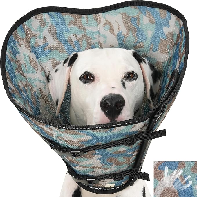 Avont 2026 Upgraded Dog Recovery Collar, Breathable Mesh Elizabethan Collar – Soft Dog Cone Alternative After Surgery to Stop Licking, Foldable/Adjustable/Secure-Fit for Medium Large Dogs, Camo (L