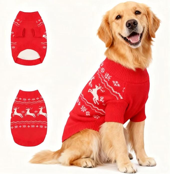 Christmas Dog Sweaters for Small Medium Large Dogs Classic Turtleneck Holiday Xmas Pet Clothes Cozy Stretchy Sweater for Chihuahua, Bulldog, Dachshund, Pug XX-Large