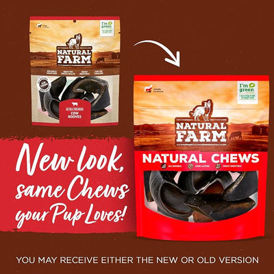 Natural Farm Cow Hooves (6 Pack), Odor-Free, All Natural Sourced from Farm-Raised Beef Hoof Dog Treats, Great Alternative to Bully Sticks or Rawhide, Dental Chew for Small, Medium, Large Breeds