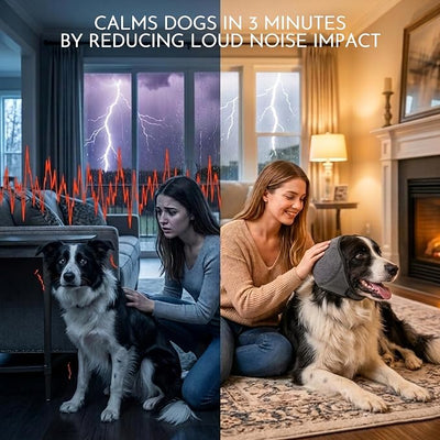 HOFi Noise-Protection Ear Covers for Dog: Calms Dogs in 3 Minutes by Reducing Loud Noise Impact During Fireworks/Thunderstorms/Vet Visits - Anxiety Relief for Medium Breeds Beagle/Cocker/Border