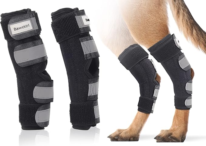 Dog Leg Brace for Back Legs, Canine Hind Hock Brace, Joint Compression Warps Support for Rear Leg with Injury Sprain, Wound Care for Loss of Stability from Arthritis Torn ACL (1 Pair)
