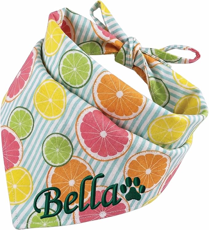 Dog Bandana Triangle Scarf, Lemon Design, Small