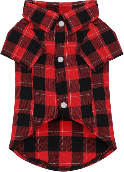 Paiaite Plaid Dog Shirt: Pure Cotton Classic Checkered Style Clothes – Comfortable, Breathable & Elegant! Perfect for Large, Medium, Small Breeds – Everyday Wear & Photoshoots, Red 3XL