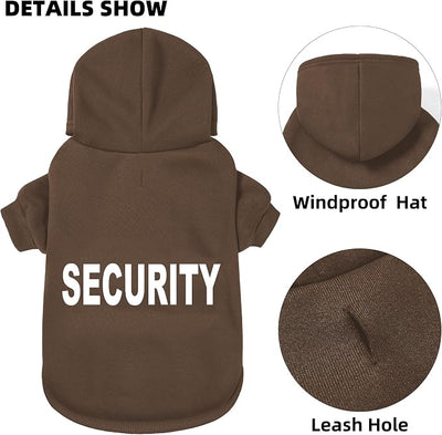 Security Dog Hoodie - Soft & Warm Dog Sweater with Leash Hole Design for Dog Cat,Dog Clothes Pullover Hoodies for Christmas, Holidays and Daily Wear (Brown (Security), XX-Large)