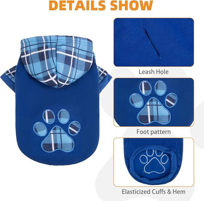 Plaid Dog Hoodie Pet Clothes Sweaters with Hat Large (Pack of 1)