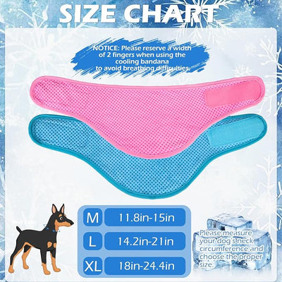 EXPAWLORER Dog Cooling Bandana - 2 Pack Instant Cooling Dog Bandanas, Chill Out Pet Cool Scarf Summer Essentials Ice Neck Cooler Wrap, Prevent Sunstroke for Small Medium Large Dogs, Pink Blue XL