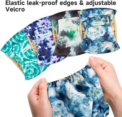 Male Dogs Diapers Belly Bands(4Pack), Washable Reusable Male Boy Doggy Wraps Panties for Doggie Puppy Pooping Potty Training Incontinence Marking Pañal para Perro Tie Dye Medium