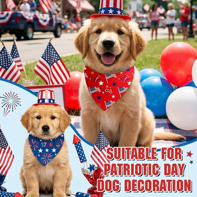 Abbylike 50 Pcs Patriotic Dog Bandanas Bulk 4th of July Bandanas for Dogs Star Triangle Kerchief Bib Scarf Set for Pet Independence Day 250th Anniversary Party Costume, 25 Styles(25.6 x 17.7 x 17.7)
