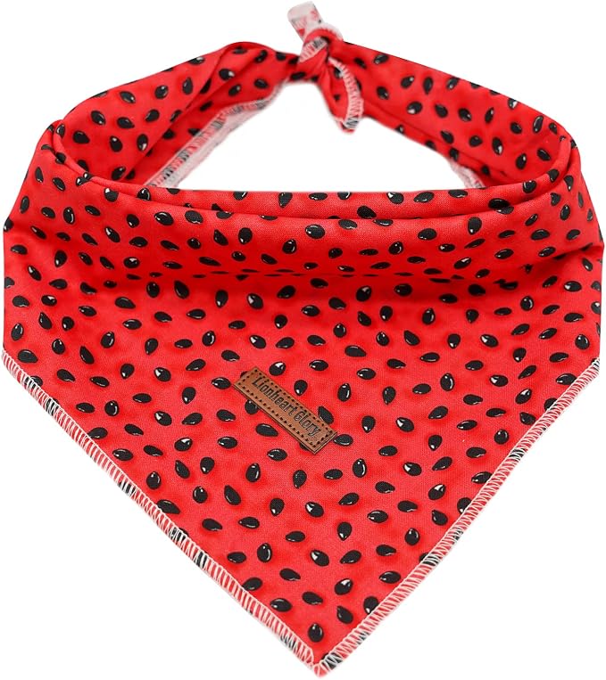 Lionheart glory Dog Bandana 1 Pack Washable Soft Dog Scarf, Watermelon Print Boy Girl Bandana Square Adjustable Dog Bandanas for Small Medium Large Dogs