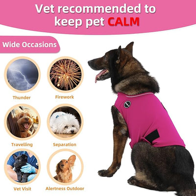 Dog Anxiety Jacket, Skin-Friendly Dog Calming Shirt - Dog Coat for Thunder, Fireworks, Vet Visits and Separation - Keep Pet Calm Without Medicine & Training, Anti Anxiety, Rose, X-Large