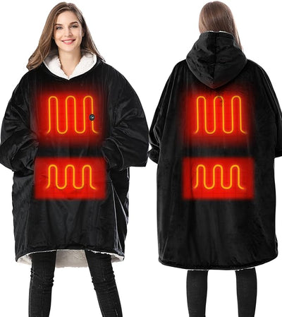 Venustas Heated Blanket Hoodie with Battery Pack, Unisex Oversized Sherpa Wearable Sweatshirt for Women & Men