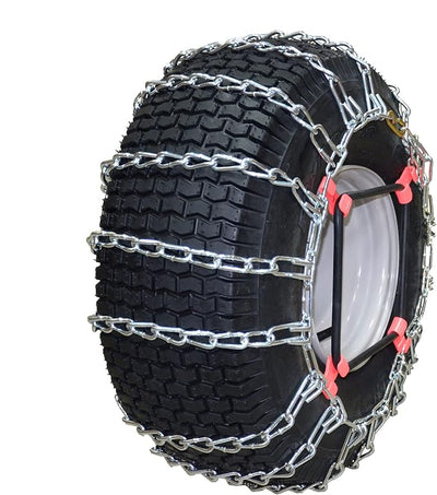 OakTen 1062656 Set of 2 Tire Chains with Tensioners for Riding Mowers, Garden Tractors, Snow Tractors | 2-Link Zinc-Plated Alloy Steel Chains| Fits 20x7x12 20x8x8 Tires | 954959293 490-241-0023