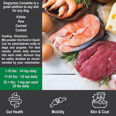 Dogzymes Complete - Probiotics, prebiotics, Glucosamine, Chondroitin, MSM and Hyaluronic Acid, Complete Skin and Coat Care (1 Pound)