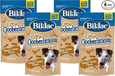 (4 Pack) Bil-Jac Little Gooberlicious Dog Treats, Peanut Butter, 4 Ounces Each