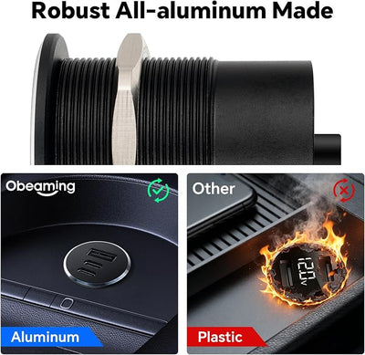 78W 3-Port 12V USB Outlet,Dual 30W PD3.0 Type-C + 18W QC3.0 USB-A Car Charger, Aluminum RV USB Power Socket with Silver Ring, Cigarette Lighter Replacement for Boat Truck Marine Car (2Pcs) | multi-layer safety protection heat dissipation use glare-free...