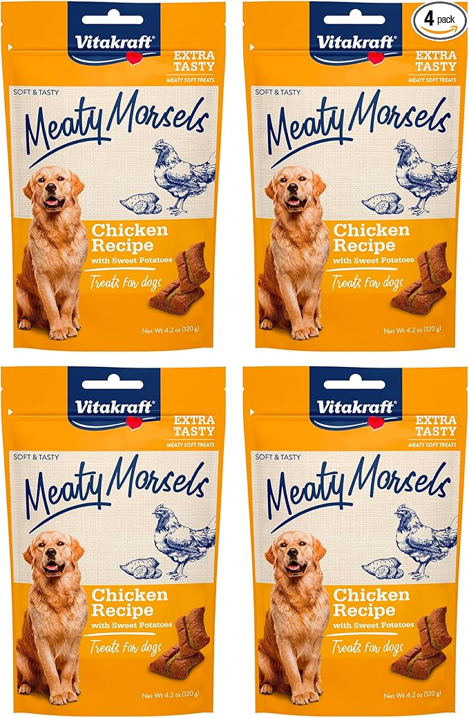 Meaty Morsels Dog Treat, Chicken Recipe with Sweet Potato, Value-Pack, 4 Count