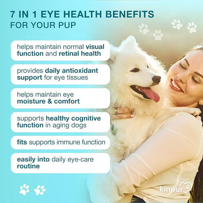 Clear Vision Eye Vitamins for Dogs – 4‑in‑1 Lutein, Lycopene, Vitamin C, Carrot & Fish Oil Vision Support for Senior & Adult Dogs with Cloudy Eyes & Tear Stains, Soft Duck Chews, 120 Tasty Treats