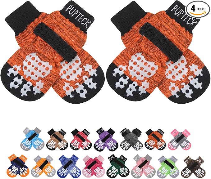 Anti-Slip Dog Socks with Double Sides Grips for Small Medium Large Dogs Hardwood Floors Prevents Licking, Dog Shoes for Hot Pavement Traction Control Paw Protector for Senior Dogs