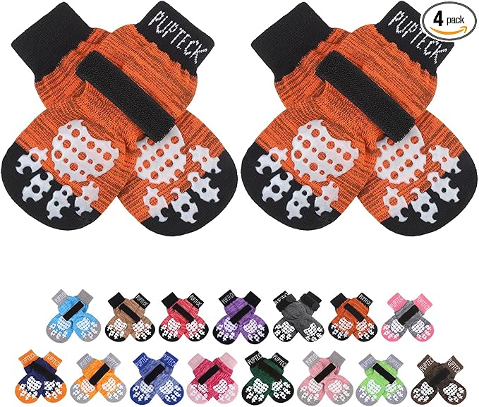 Anti-Slip Dog Socks with Double Sides Grips for Small Medium Large Dogs Hardwood Floors Prevents Licking, Dog Shoes for Hot Pavement Traction Control Paw Protector for Senior Dogs