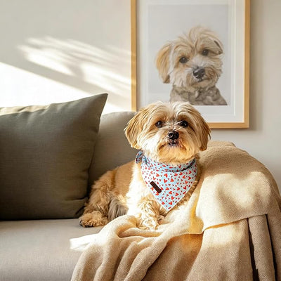 Valentines Dog Bandana - Soft Blue Heart Dog Neck Scarf, Cute Pet Bib for Puppy Kitten, Valentine Photo Dogs Cats Prop for Daily Use Parties & Pet Photography S