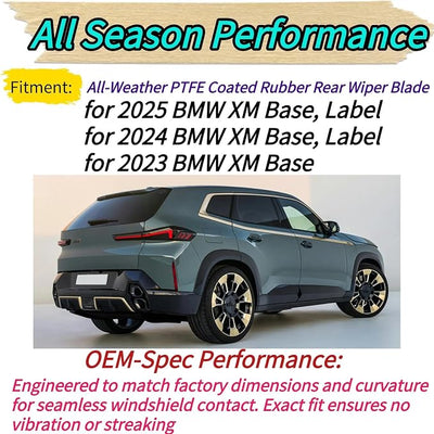Rear Wiper Blade & Arm Replacement for BMW XM 2025 2024 2023 - OEM Fit for Base Label Models - All-Season Rear Back Windshield Wiper Blade Set