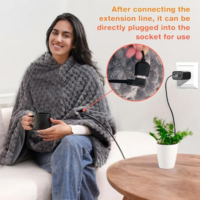 Portable Heated Blanket heated shawl Dual-Side Fast Heating Tech 3-in-1 Heated Vest, Machine Washable Car & Home Winter Essential Gift - Battery not Include