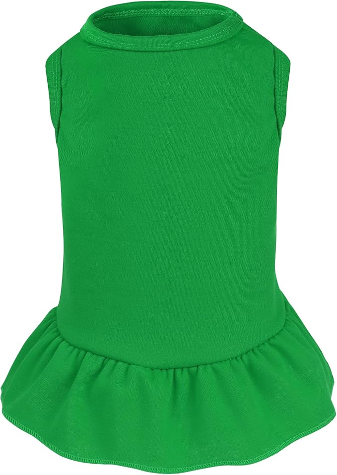 Dog Dresses Cat Skirt Solid Color Dog Clothes Summer Sleeveless Puppy Girl Clothes for Small Pet Dogs Cats (Dark Green, X-Small)