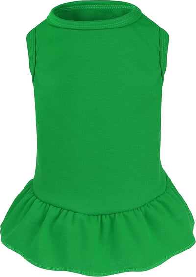 Dog Dresses Cat Skirt Solid Color Dog Clothes Summer Sleeveless Puppy Girl Clothes for Small Pet Dogs Cats (Dark Green, X-Small)