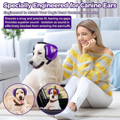 New Dog Ear Muffs for Noise Protection - 30dB NRR Dog Headphones, Noise Cancelling Hearing Protection Against Thunder/Fireworks/Vacuums, Upgraded Design with Bell Accent (Purple, Small)