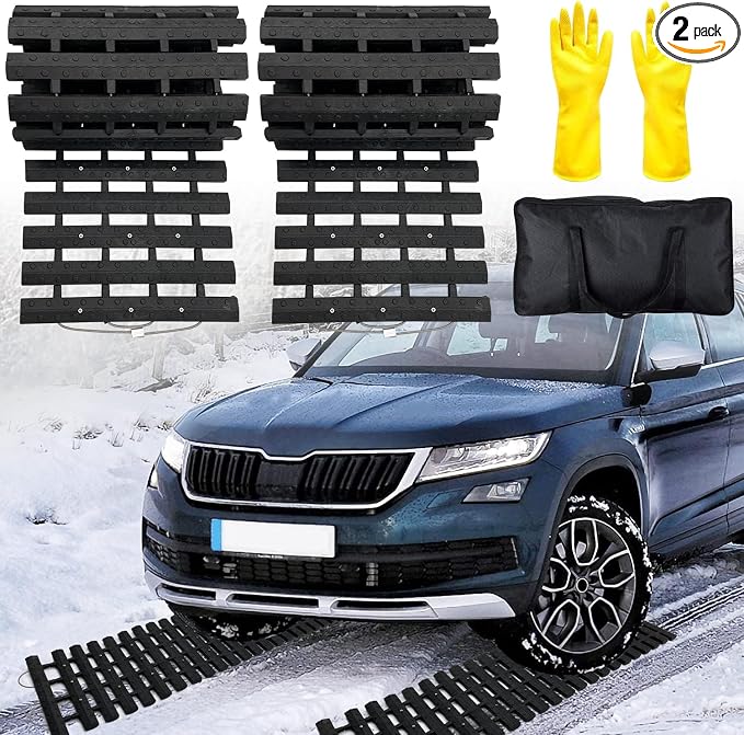 Emergency Devices 2 pcs Tire Traction Mats 47.2" (L) x 10.8" (W), Portable for Snow, Ice, Mud, and Sand to Car, Truck, Van or Fleet Vehicle off road winter accessories (2PCS* 47.2in)