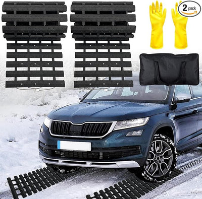 Emergency Devices Tire Traction Mats, Portable for Snow, Ice, Mud, and Sand Used to Car, Truck, Van or Fleet Vehicle (2PCS* 27.6in)