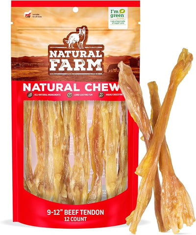 Natural Farm Tendons (4-6 Inch, 6 Pack), Natural Chondroitin and Collagen: Supports Healthy Joints, Great for Dental Health – Made & Packaged, All Dog Sizes