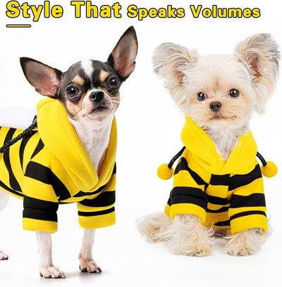 Adorable Bumblebee Halloween Costume Hoodie for Medium Dogs: Featuring Fun Wings and a Cozy Black and Yellow Sweatshirt Design, Perfect for Cosplay and Festive Celebrations! 3XL