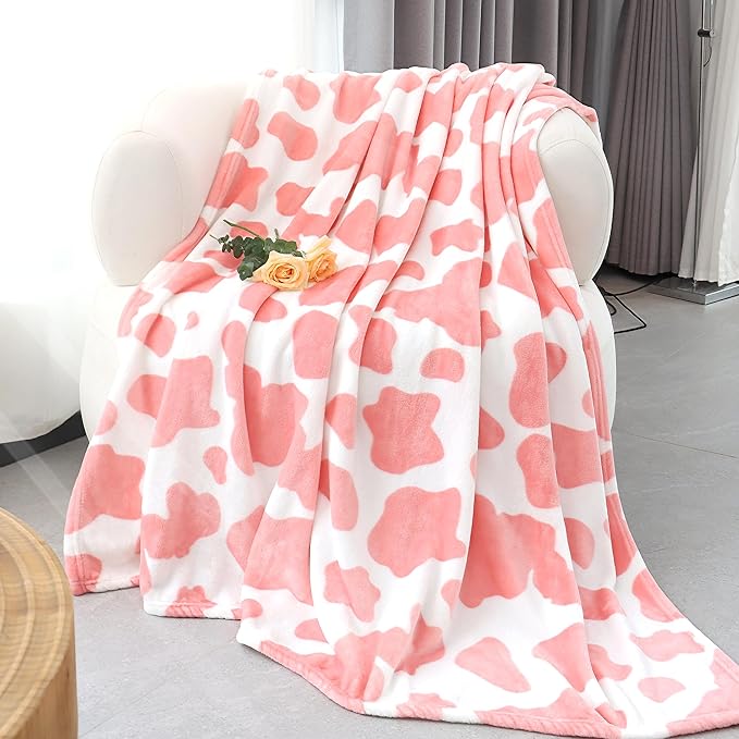Pink Throw Blanket, 50x60 Inches | Soft Warm Fleece, Birthday Gifts for Women Teens Girls, Dorm Bedroom Living Room Decor, For Couch Bed