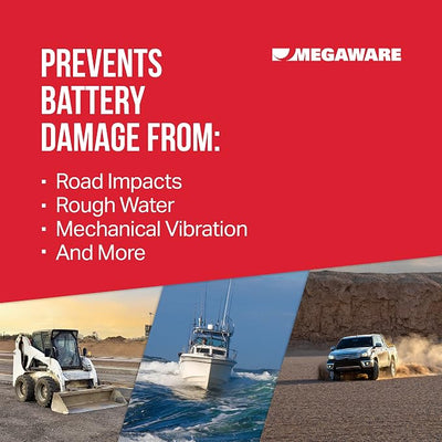 MEGAWARE KEELGUARD BatteryGuard Protector - Great for Boats, RVs, Semi Trucks, and Off-Road Vehicles - Shock and Vibration Absorber - Fits up to Group 31 Batteries (12.75 x 6.88 x 0.375 in) | Great for Boats, RVs, Semi Trucks, Off Road Vehicles, Fits u...