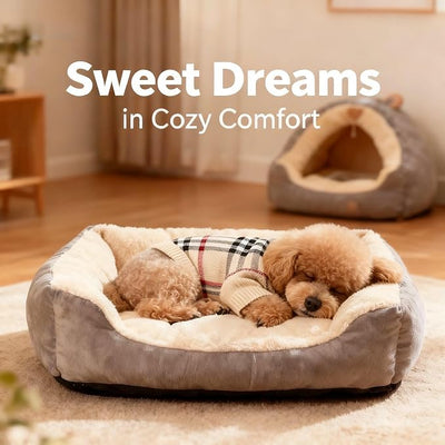 Small/Medium Dog Sweater, Warm Dog Winter Coat w/Sleeves, Comfortable High Neck & Leash Hole, Premium Dog Clothes for Mini Poodle-Best for Holidays, Daily Walks S Apricot