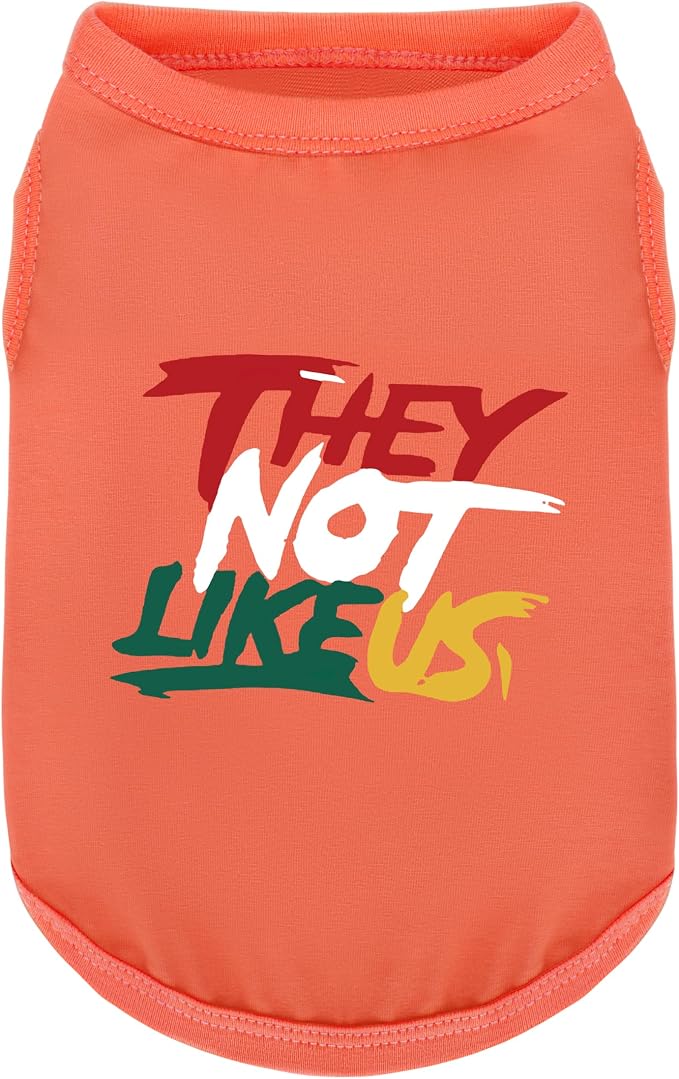 Comfortable Polyester-Cotton Dog Shirt –with 'They NOT Like US', Perfect for Small & Medium Dogs, Soft & Stylish Pet Apparel for Everyday Wear.Peach Pink M