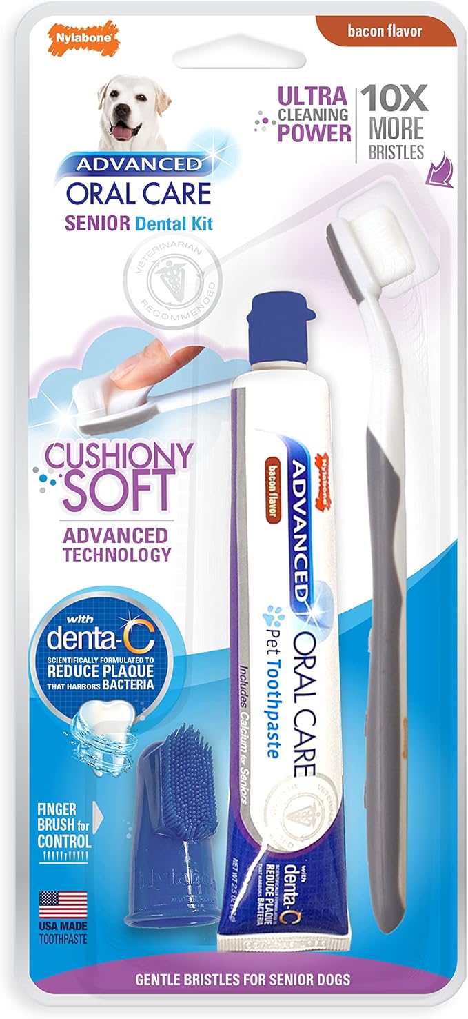 Advanced Oral Care Senior Dog Dental Kit with Cushiony Soft-Bristle Toothbrush Senior 3 Count