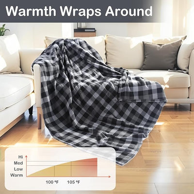 Eydna Electric Heated Blanket Full Size 72"x84",Fast Heating, Soft Fleece for Bed & Sofa, 10 Hs Auto Off & 4 Heating Levels, Machine Washable, Gifts for Womens & Family-Plaid Pattern, Dark Gray