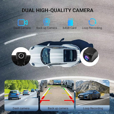 Haudio ‌10.26 Inch Wireless CarPlay & Android Auto Car Display with 1080P Dash Cam & Backup Camera All-in-One Smart Car Stereo Free 64GB SD Card