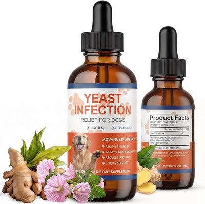Natural Yeast Infection Treatment for Dogs, Support Healthy Itch Relief, Ear Paw Discomfort Care, Itch Relief for Dog, Inflammation Relief for Dogs, 60ml