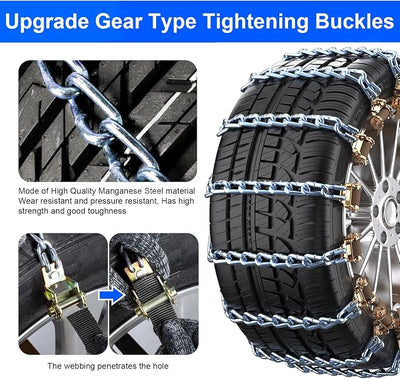 Qoosea Snow Chains for Car 10Pcs Tire Chains for SUV Manganese Steel Tire Chains Heavy Duty Universal Anti-Slip Chains for Tires Durable Tire Cables
