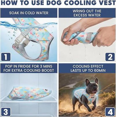 Spark Paws Dog Cooling Vest - SPF 50 UV Sun Protection - Summer Heat Relief Gear for Dogs, Lightweight, Evaporative Cooling - Dog Anxiety Relief Vest During Hot Days - Popsicles - Size S