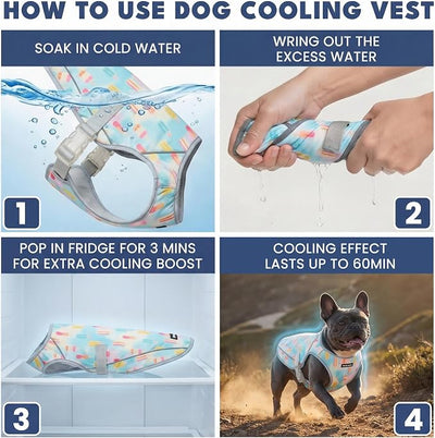 Spark Paws Dog Cooling Vest - SPF 50 UV Sun Protection - Summer Heat Relief Gear for Dogs, Lightweight, Evaporative Cooling - Dog Anxiety Relief Vest During Hot Days - Popsicles - Size L