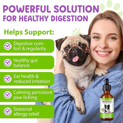 Probiotics for Dogs, 3-in-1 Liquid Probiotics Supplements, Dog Probiotic for Digestive & Gut Health, Fast Acting for Constipation, Diarrhea and Gas with Prebiotic & Digestive Enzymes