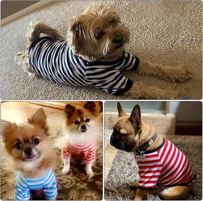 Geyoga 6 Pieces Dog T-Shirt Striped Cotton Breathable Spring Summer Pet Apparel Colorful Soft Puppy Sweatshirt Clothes for Small to Medium Dogs Puppy(Light Color,S)