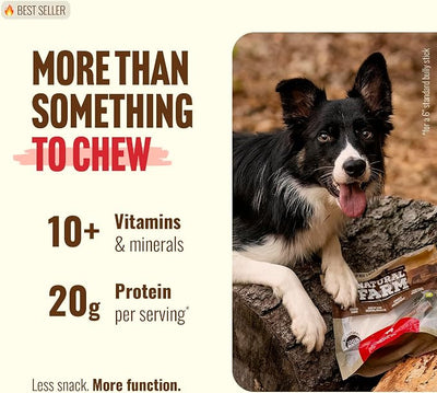 Natural Farm Peanut Butter Flavor Collagen Sticks for Dogs (12 Inch, 5 Pack), Long-Lasting Beef Collagen Sticks, Rawhide Alternative Chews with Chondroitin & Glucosamine, Low-Fat Dental Treats