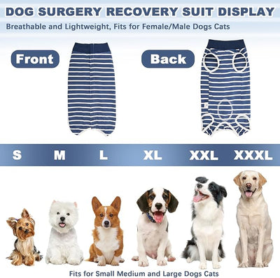 Recovery Suit for Dogs, Soft Dog Surgery Suit for Female Spay Male Neuter | Dog Cone Alternative Surgical Recovery Shirt for Abdominal Wounds, Anti-Licking Pet Clothes for Dogs Cats, Blue, X-Large