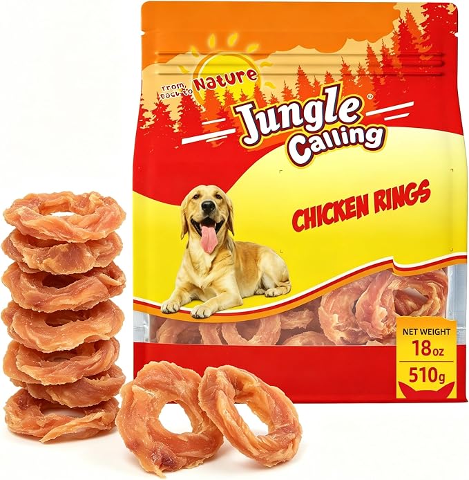 1.13 lb Chicken Jerky Rings Dog Treats – Rawhide Free Natural Chews for Hip & Joint Health with Glucosamine – High Protein Training Treats for Small Medium Large Dogs